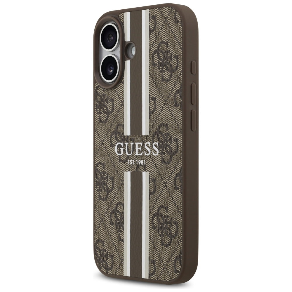 MagSafe-deksel for Apple iPhone 17, Guess, 4G Printed Stripes, Brun