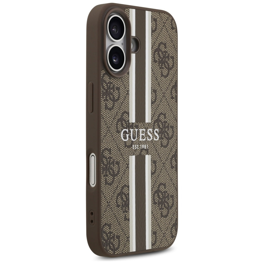 MagSafe-deksel for Apple iPhone 17, Guess, 4G Printed Stripes, Brun