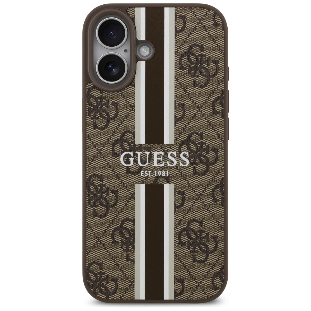 MagSafe-deksel for Apple iPhone 17, Guess, 4G Printed Stripes, Brun