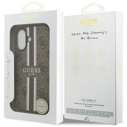 MagSafe-deksel for Apple iPhone 17, Guess, 4G Printed Stripes, Brun