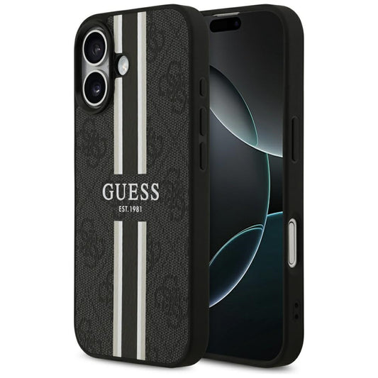 MagSafe-deksel for Apple iPhone 17, Guess, 4G Printed Stripes, Svart