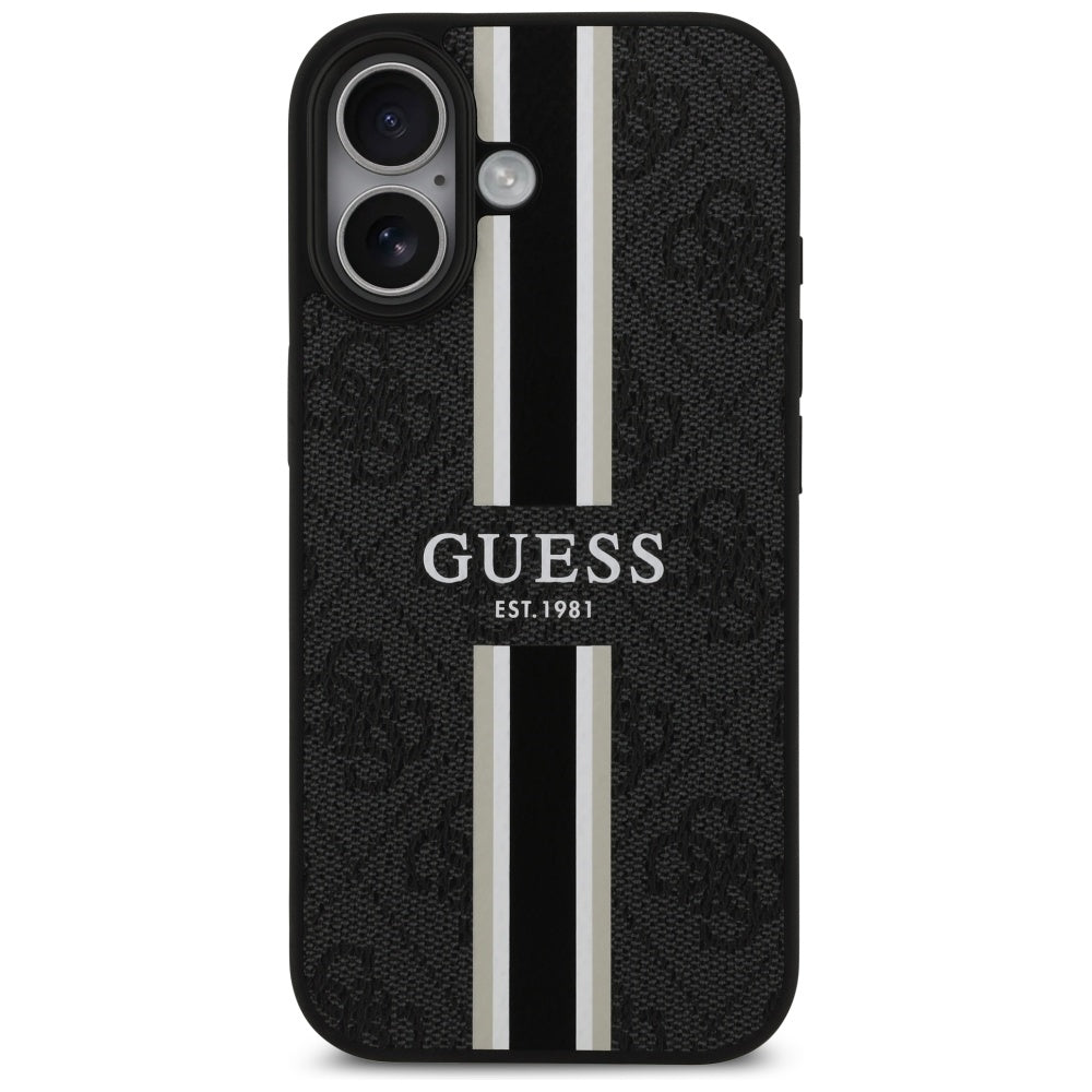 MagSafe-deksel for Apple iPhone 17, Guess, 4G Printed Stripes, Svart