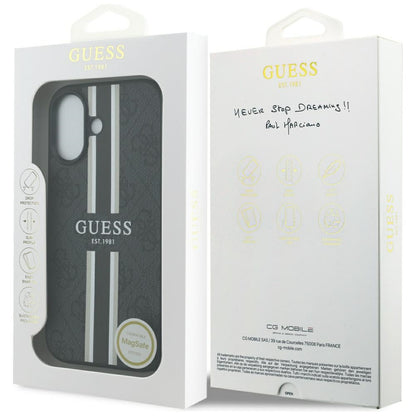 MagSafe-deksel for Apple iPhone 17, Guess, 4G Printed Stripes, Svart