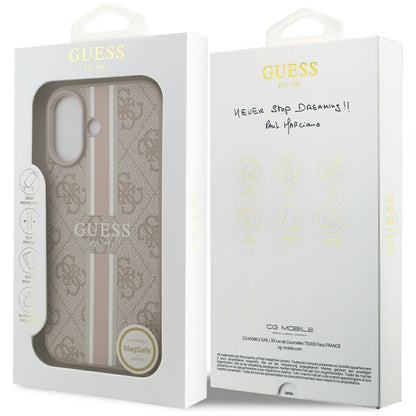 MagSafe-deksel for Apple iPhone 17, Guess, 4G Printed Stripes, Rosa