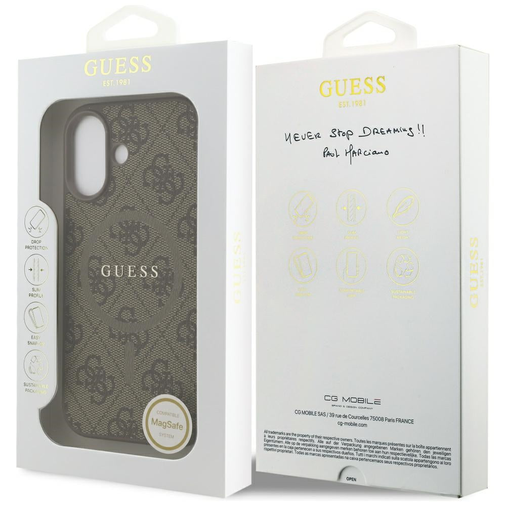 MagSafe-deksel for Apple iPhone 17, Guess, 4G Ring Classic Logo, Brun