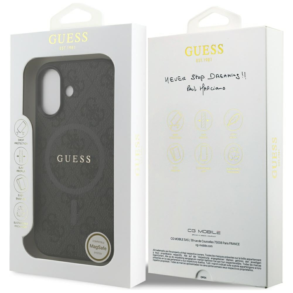MagSafe-deksel for Apple iPhone 17, Guess, 4G Ring Classic Logo, Svart