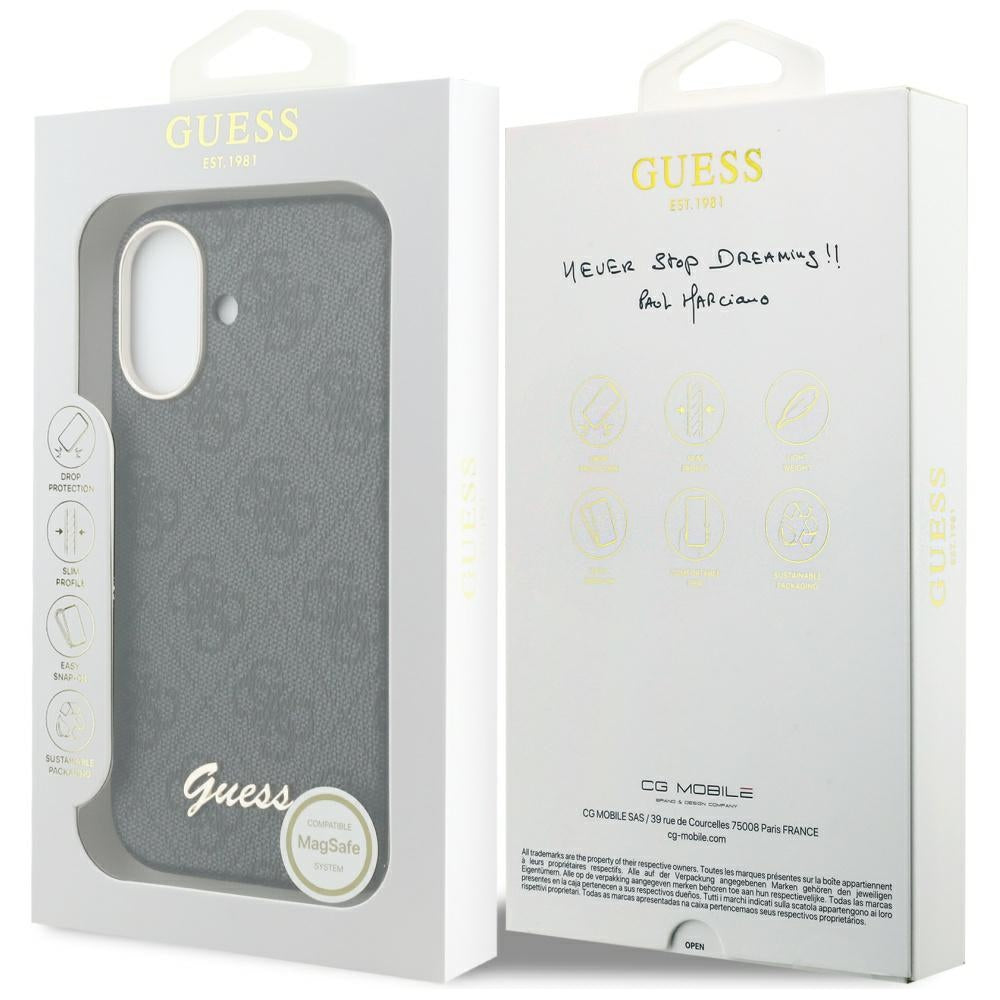 MagSafe-deksel for Apple iPhone 17, Guess, 4G Script Logo, Svart