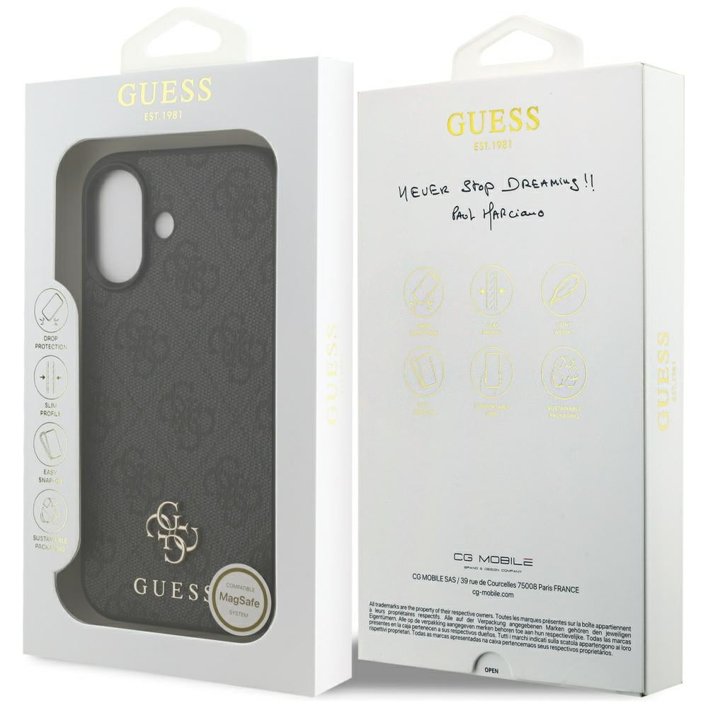 MagSafe deksel for Apple iPhone 17, Guess, 4G Small and Classic Logo, Svart