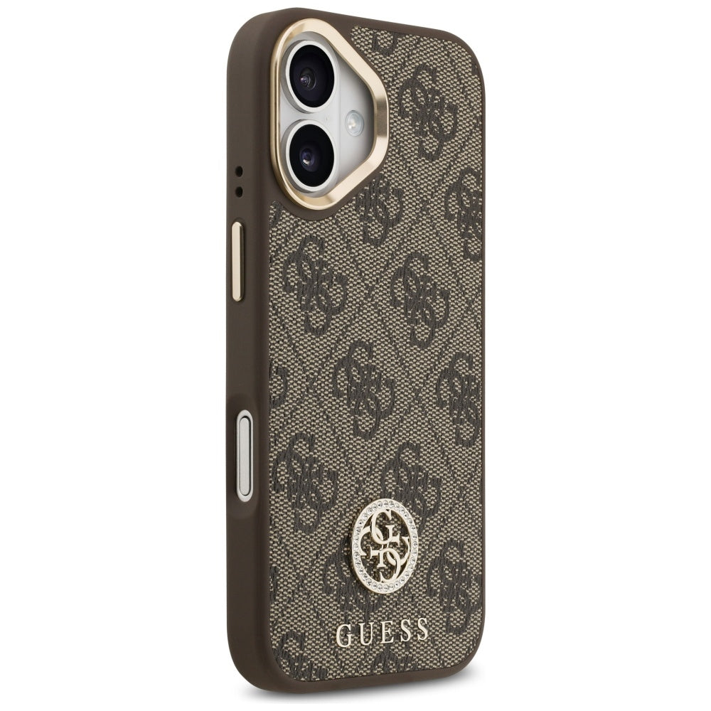 MagSafe-deksel for Apple iPhone 17, Guess, 4G Strass Logo med stor stropp, Brun