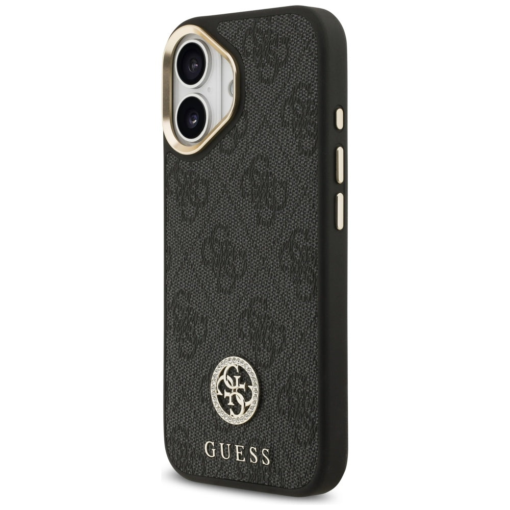 MagSafe-deksel for Apple iPhone 17, Guess, 4G Strass Logo with Big Strap, Svart