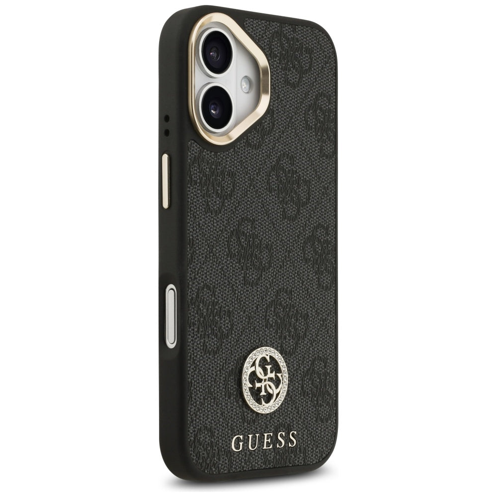 MagSafe-deksel for Apple iPhone 17, Guess, 4G Strass Logo with Big Strap, Svart