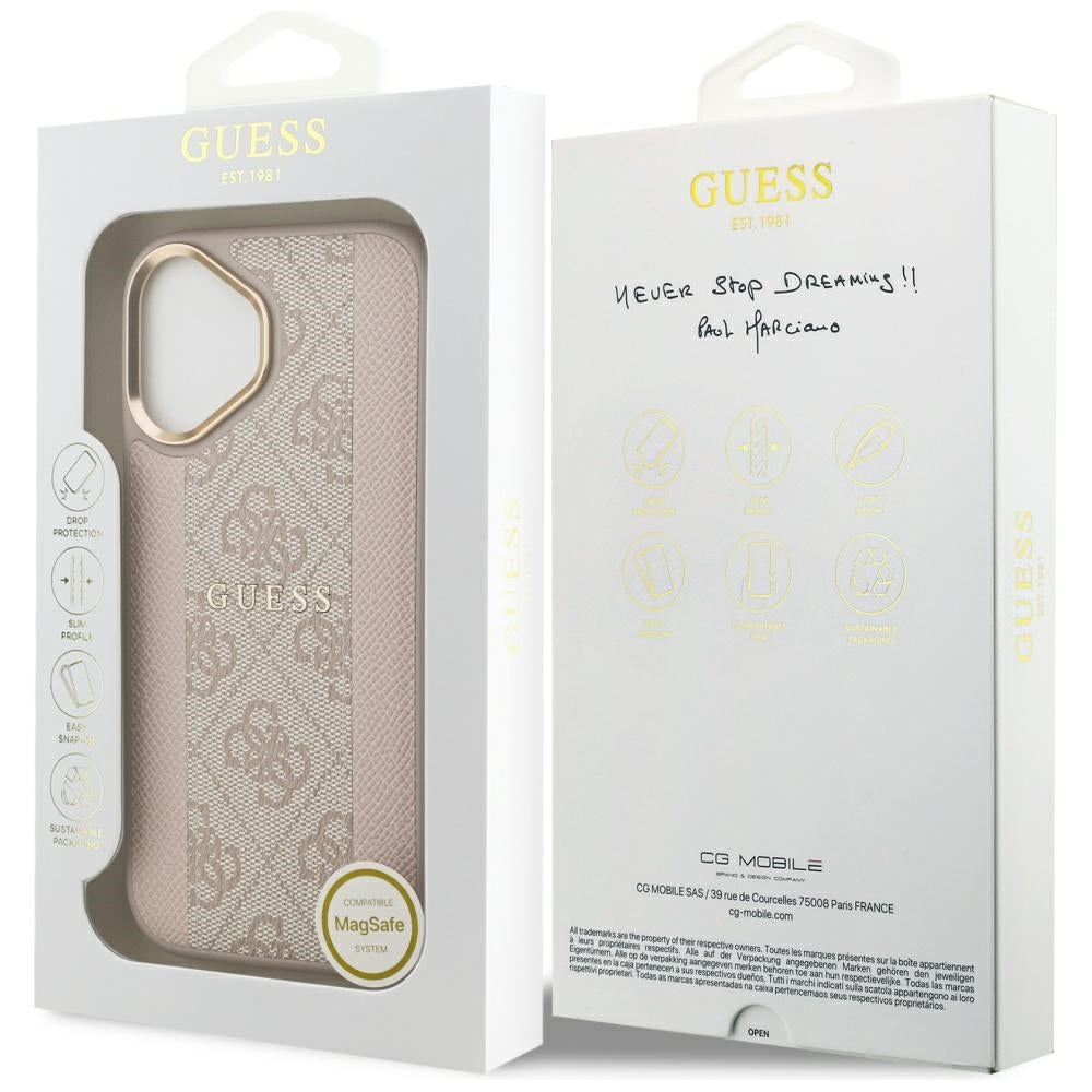 MagSafe-deksel for Apple iPhone 17, Guess, 4G Stripe, Rosa