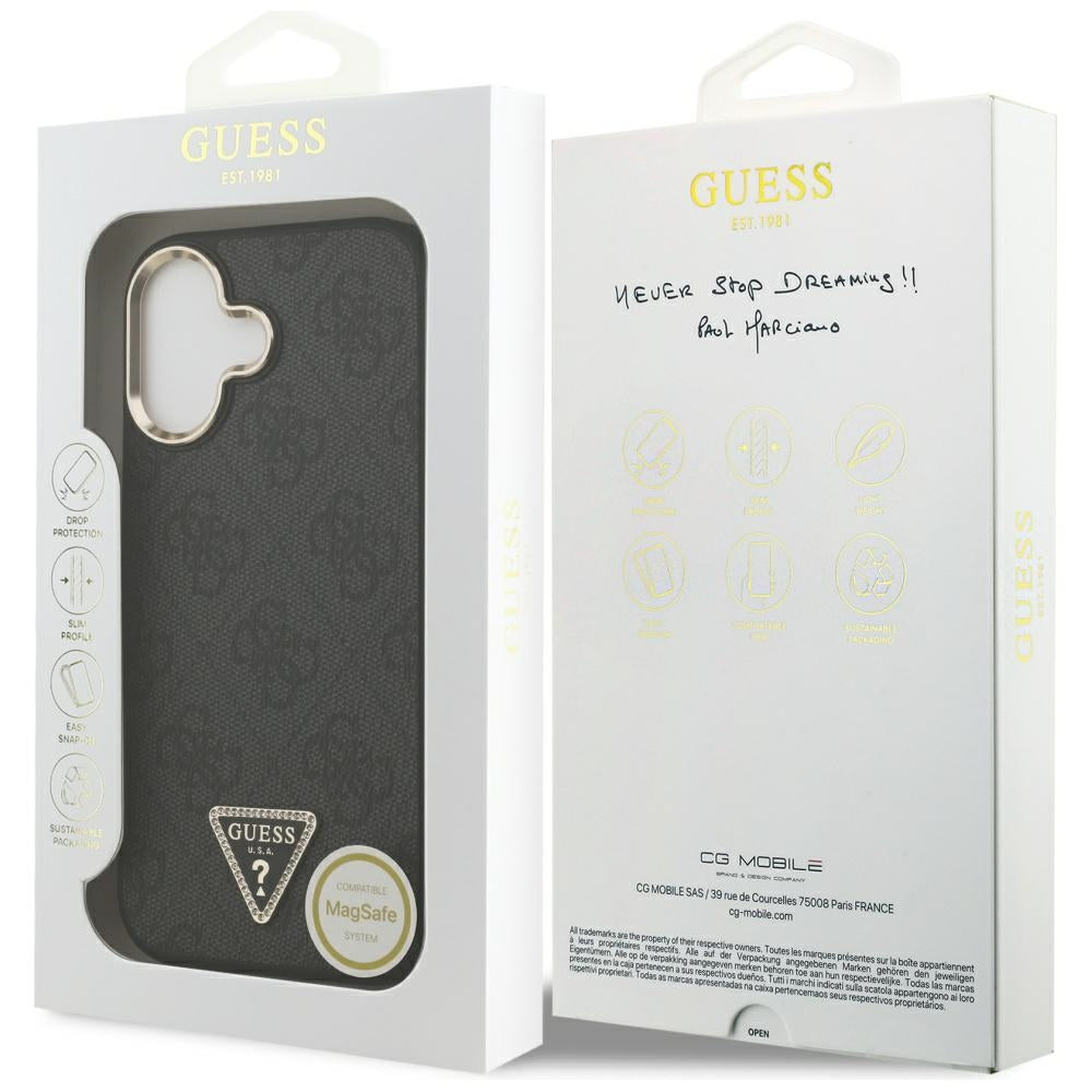 MagSafe-deksel for Apple iPhone 17, Guess, 4G Triangle Diamond Logo, Svart