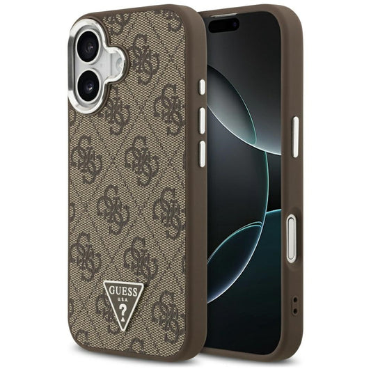 MagSafe-deksel for Apple iPhone 17, Guess, 4G Triangle Logo, Brun Sølv