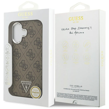 MagSafe-deksel for Apple iPhone 17, Guess, 4G Triangle Logo, Brun Sølv