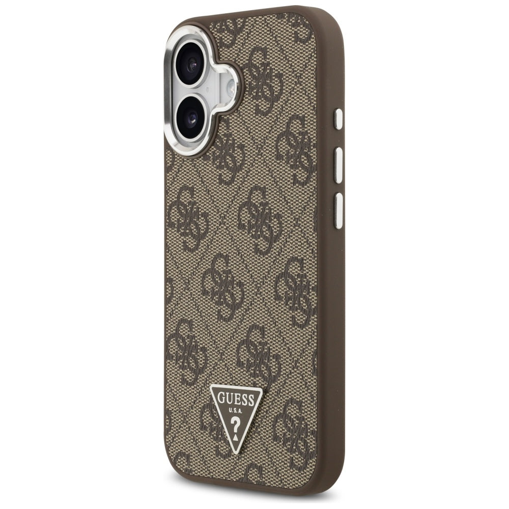MagSafe-deksel for Apple iPhone 17, Guess, 4G Triangle Logo, Brun Sølv
