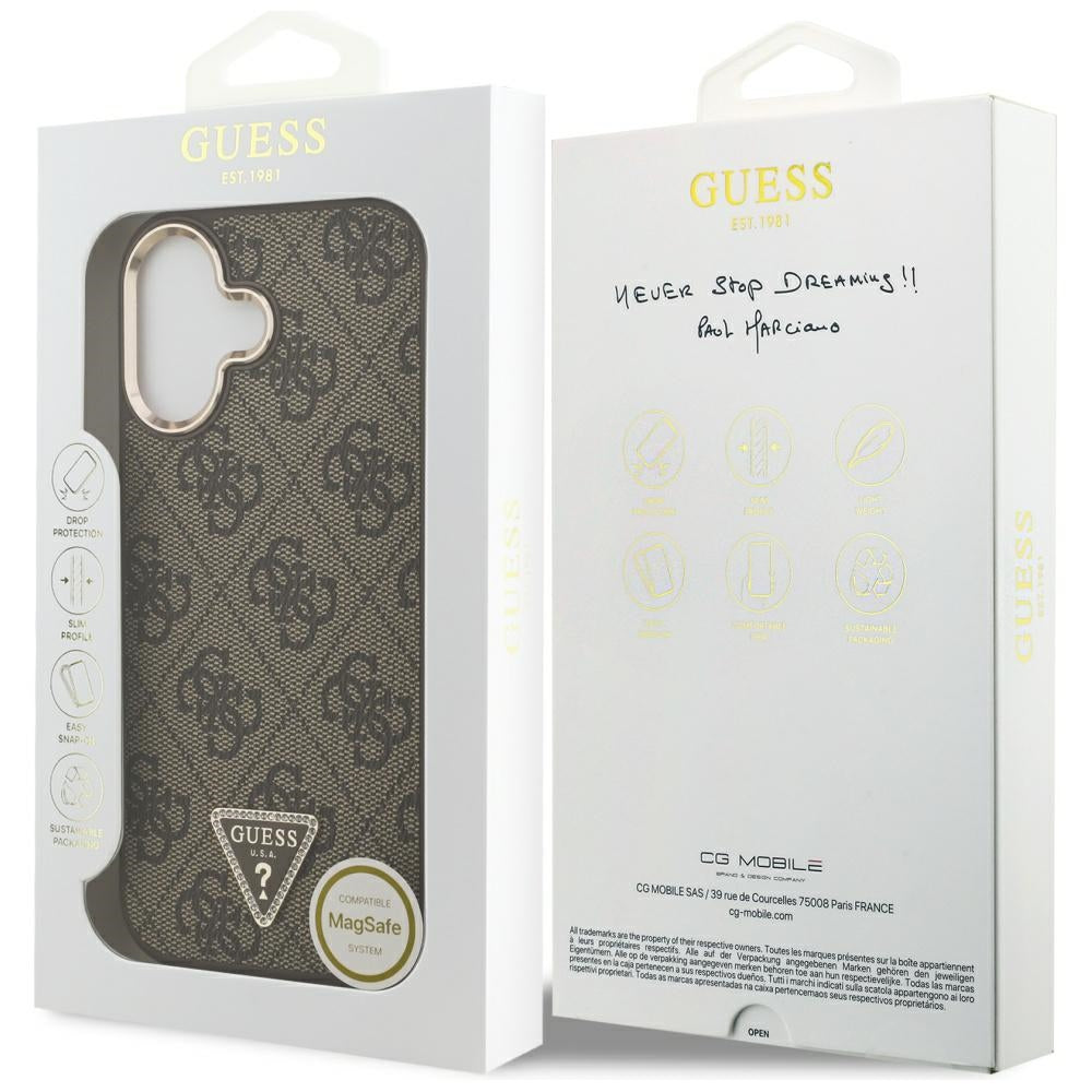 MagSafe-deksel for Apple iPhone 17, Guess, 4G Triangle Logo, Gylden Brun