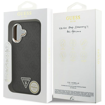 MagSafe-deksel for Apple iPhone 17, Guess, 4G Triangle Logo, Svart Sølv