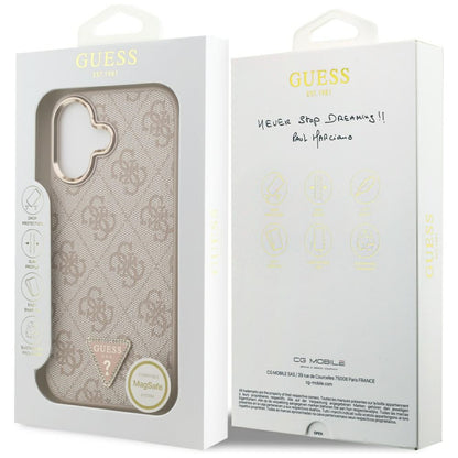 MagSafe-deksel for Apple iPhone 17, Guess, 4G Triangle Logo, Gullrosa