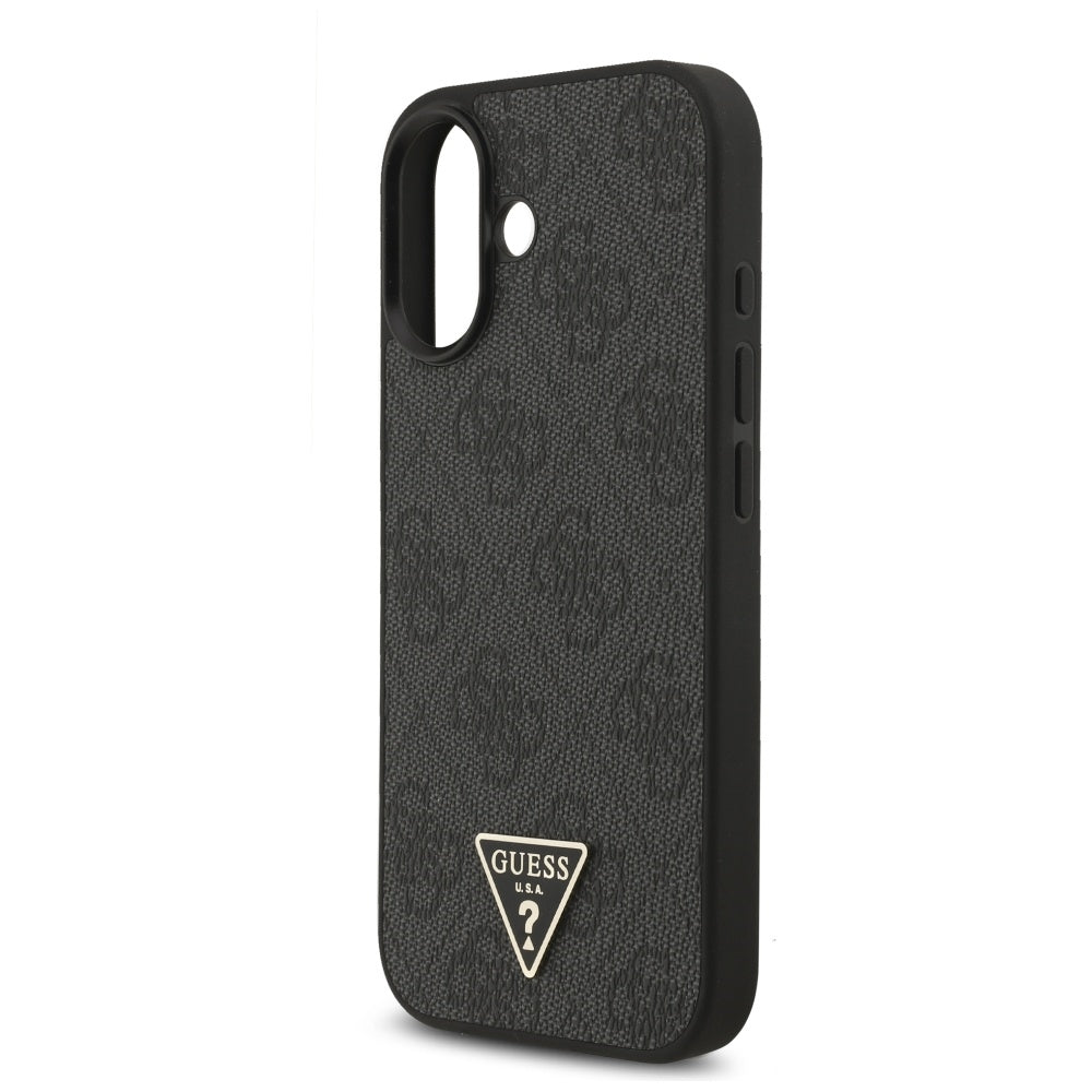 MagSafe deksel for Apple iPhone 17, Guess, 4G Triangle Logo med snorrem, Svart
