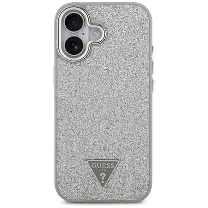 MagSafe-deksel for Apple iPhone 17, Guess, Glitter Triangle Logo, Sølv