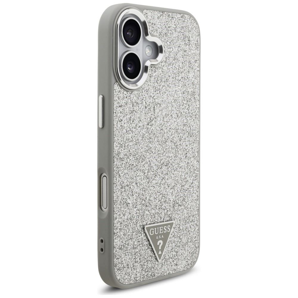 MagSafe-deksel for Apple iPhone 17, Guess, Glitter Triangle Logo, Sølv