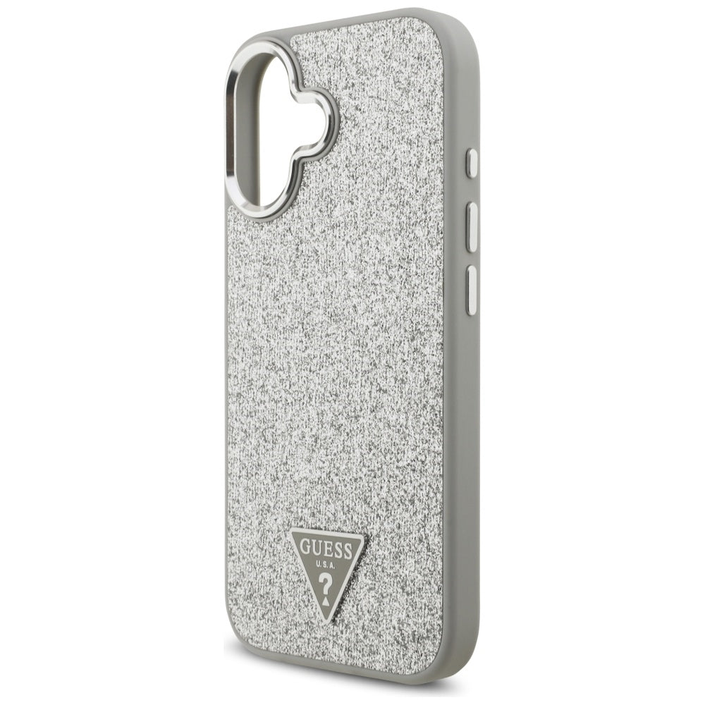 MagSafe-deksel for Apple iPhone 17, Guess, Glitter Triangle Logo, Sølv