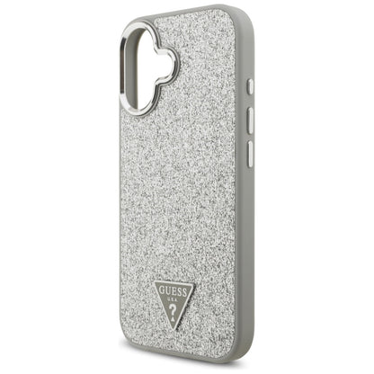 MagSafe-deksel for Apple iPhone 17, Guess, Glitter Triangle Logo, Sølv