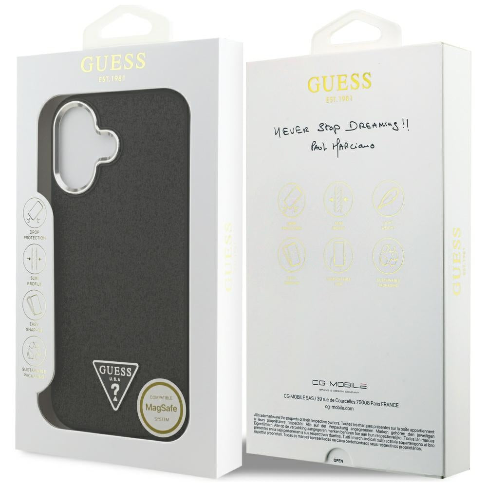 MagSafe-deksel for Apple iPhone 17, Guess, Glitter Triangle Logo, Svart