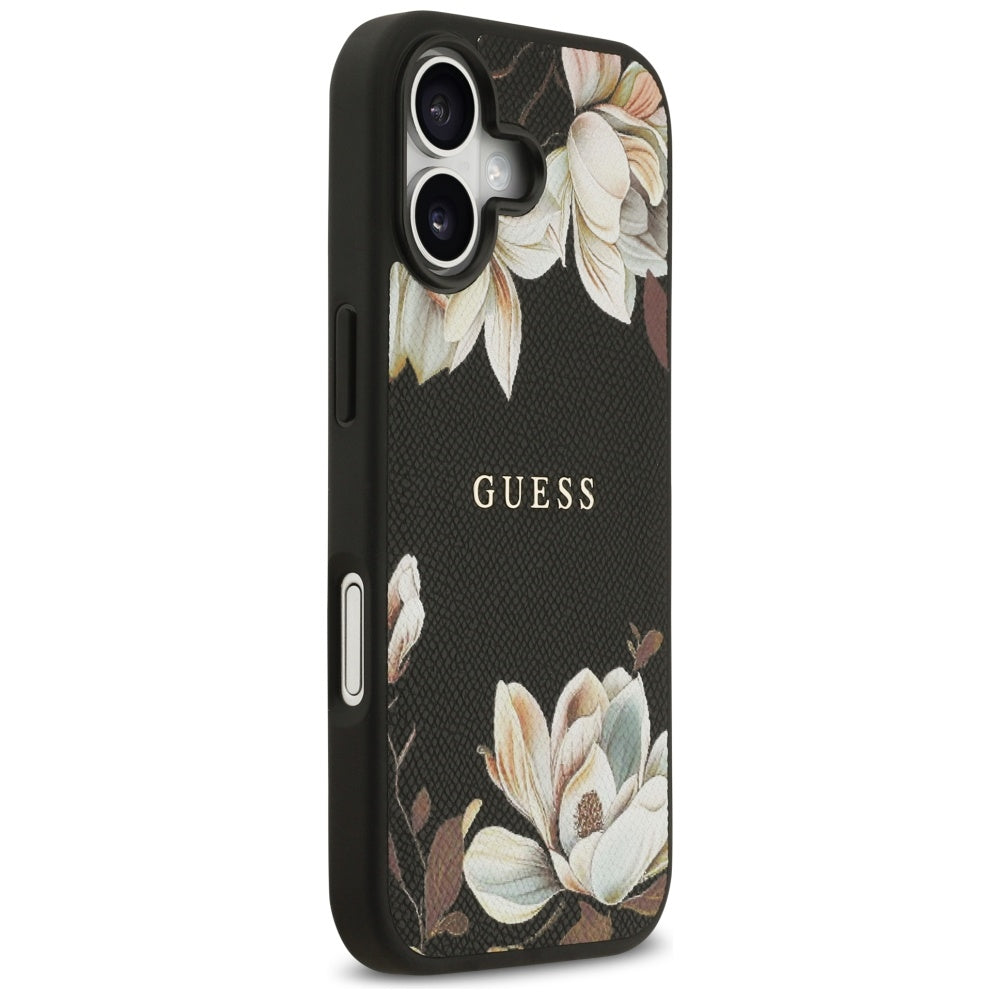 MagSafe-deksel for Apple iPhone 17, Guess, Grained Flowers, Svart