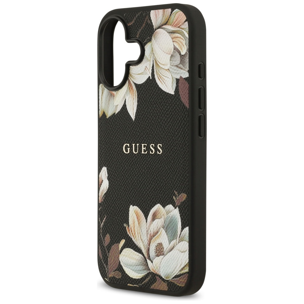 MagSafe-deksel for Apple iPhone 17, Guess, Grained Flowers, Svart