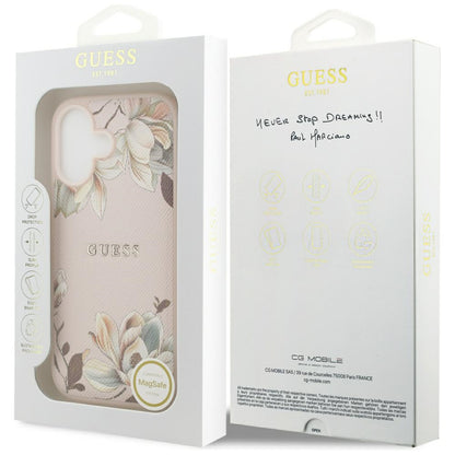 MagSafe-deksel for Apple iPhone 17, Guess, Grained Flowers, Rosa