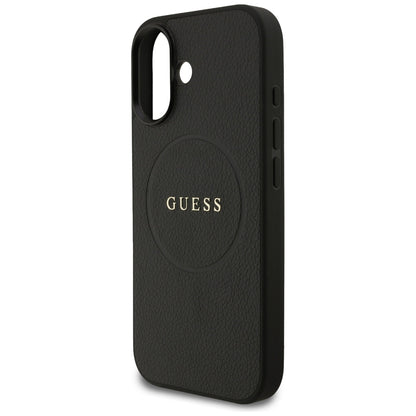 MagSafe-deksel for Apple iPhone 17, Guess, Grained Gold Ring, Svart
