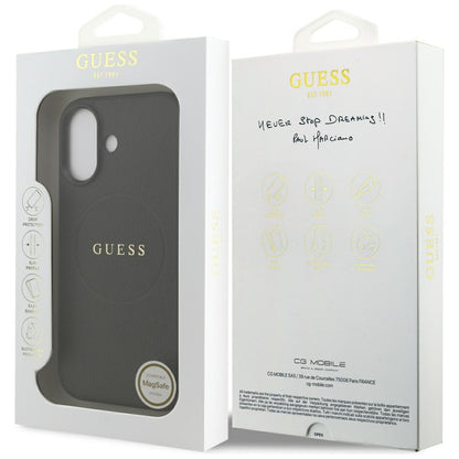 MagSafe-deksel for Apple iPhone 17, Guess, Grained Gold Ring, Svart
