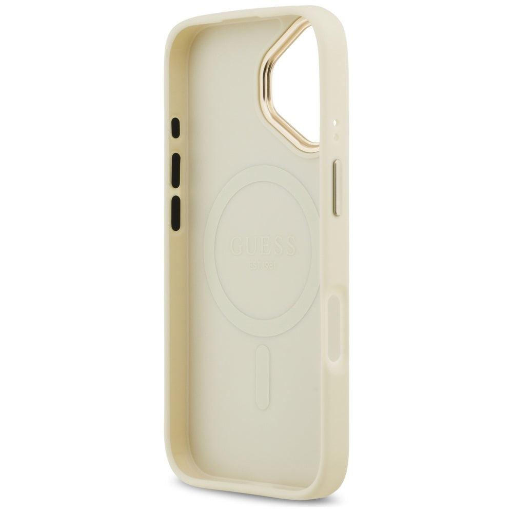 MagSafe-deksel for Apple iPhone 17, Guess, Grained Strass Logo, Beige