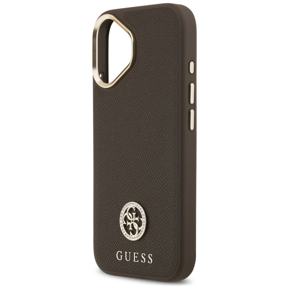 MagSafe-deksel for Apple iPhone 17, Guess, Grained Strass Logo, Brun