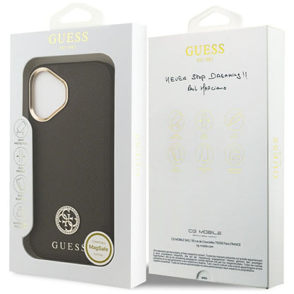 MagSafe-deksel for Apple iPhone 17, Guess, Grained Strass Logo, Brun