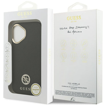 MagSafe-deksel for Apple iPhone 17, Guess, Grained Strass Logo, Svart