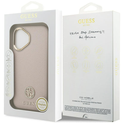 MagSafe-deksel for Apple iPhone 17, Guess, Grained Strass Logo, Rosa