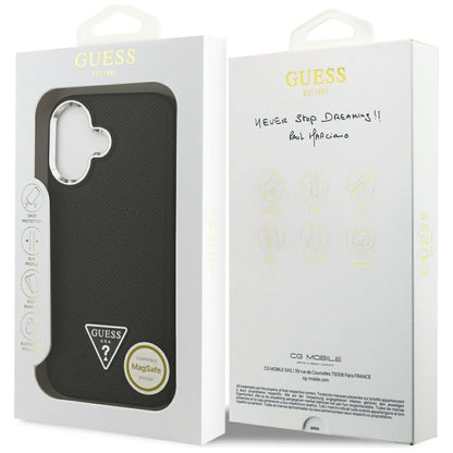 MagSafe-deksel for Apple iPhone 17, Guess, Grained Triangle Logo, Svart