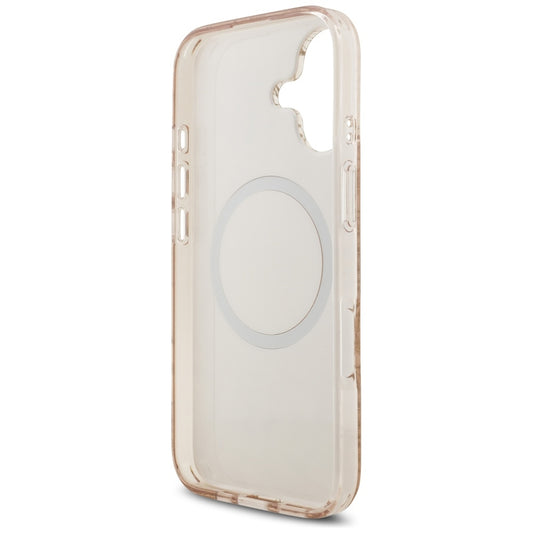 MagSafe-deksel for Apple iPhone 17, Guess, IML Flowers Allover Electroplated with Pearl Strap, Svart