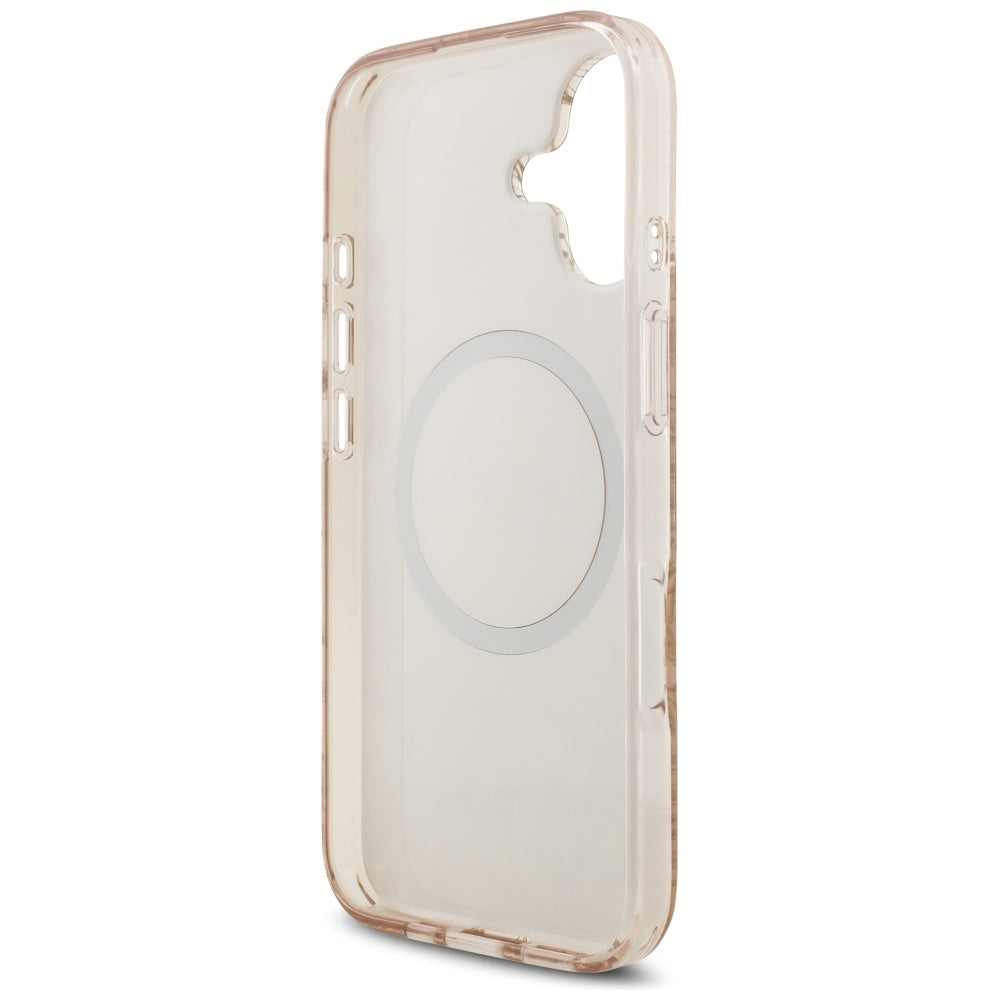 MagSafe-deksel for Apple iPhone 17, Guess, IML Flowers Allover Electroplated with Pearl Strap, Svart