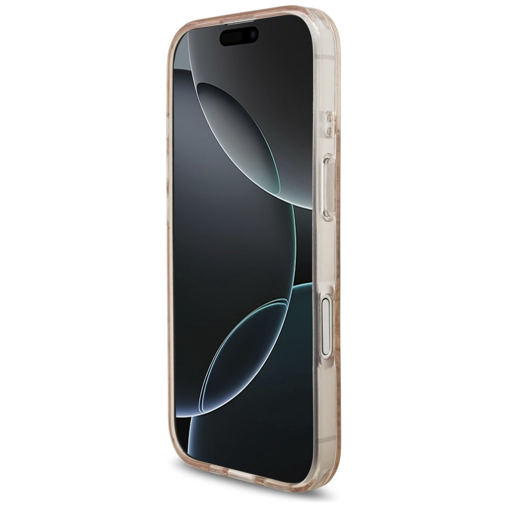 MagSafe-deksel for Apple iPhone 17, Guess, IML Flowers Allover Electroplated with Pearl Strap, Svart