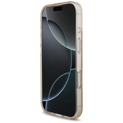 MagSafe-deksel for Apple iPhone 17, Guess, IML Flowers Allover Electroplated with Pearl Strap, Svart