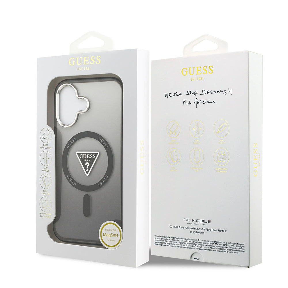 MagSafe-deksel for Apple iPhone 17, Guess, IML Gradient Triangle Logo, Svart