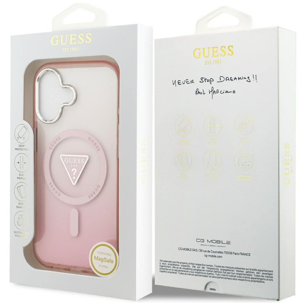 MagSafe-deksel for Apple iPhone 17, Guess, IML Gradient Triangle Logo, Rosa