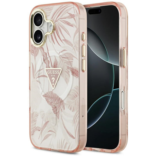 MagSafe-deksel for Apple iPhone 17, Guess, Jungle Tonal Triangle, Rosa