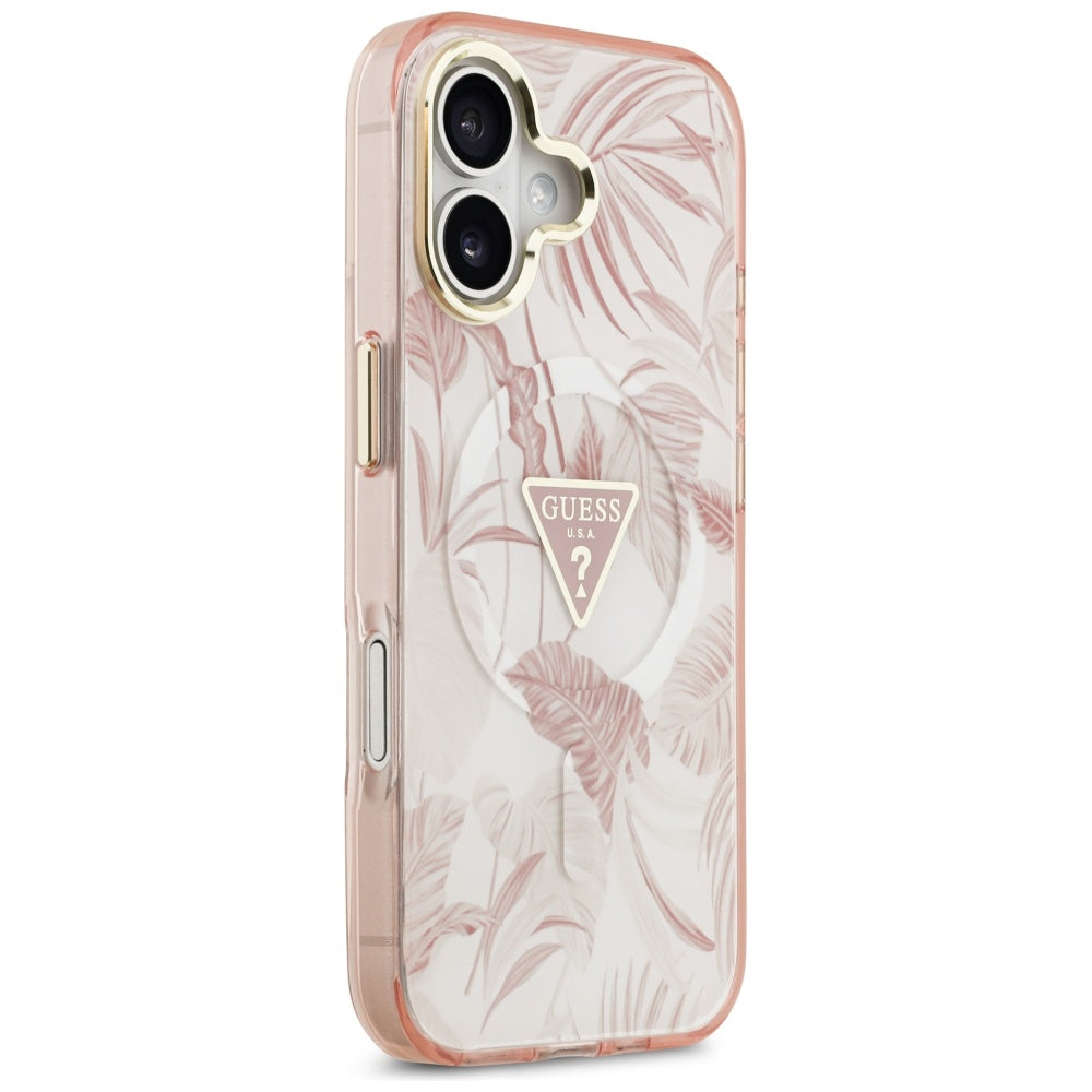 MagSafe-deksel for Apple iPhone 17, Guess, Jungle Tonal Triangle, Rosa