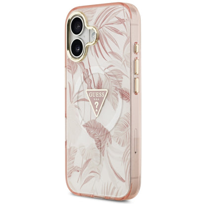 MagSafe-deksel for Apple iPhone 17, Guess, Jungle Tonal Triangle, Rosa