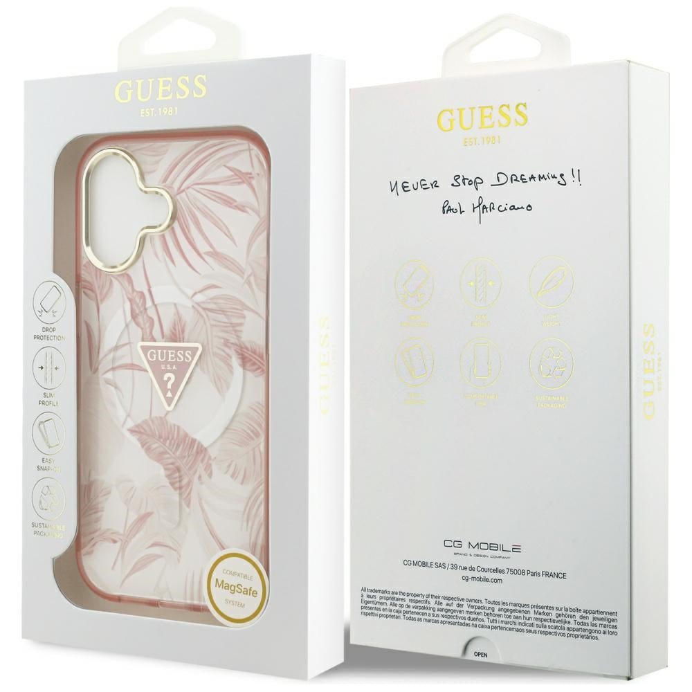 MagSafe-deksel for Apple iPhone 17, Guess, Jungle Tonal Triangle, Rosa